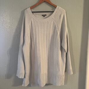 Lane Bryant Womens 26/28 Grey Cable Knit Sweater Workwear Boxy Boho Retro